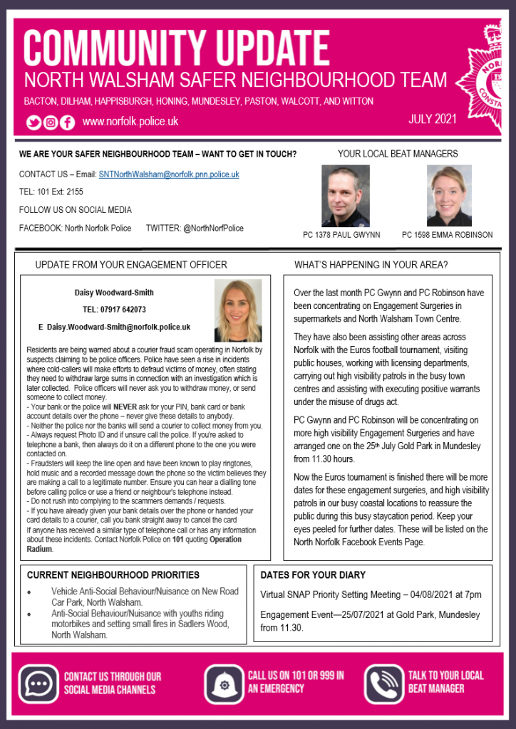 Police July  Newsletter page 1