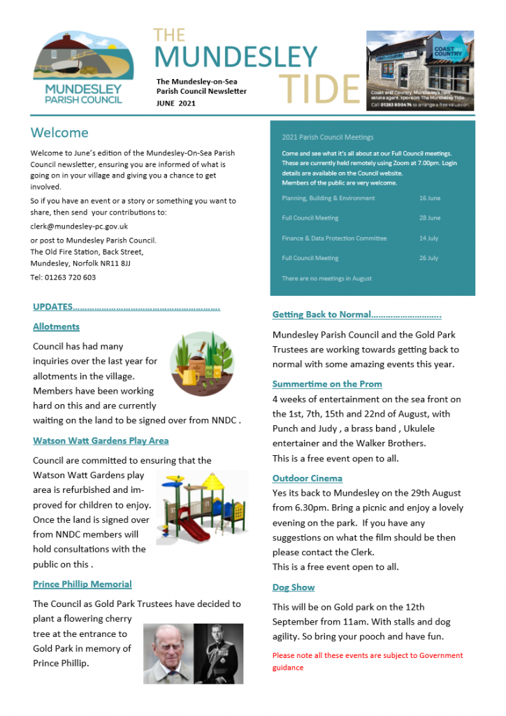 Junes Newsletter page 1