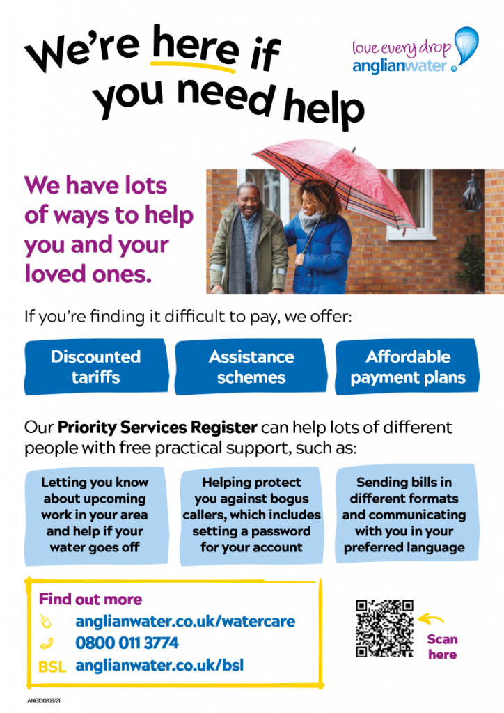 Working in partnership with Anglian Water to help your vulnerable parishioners