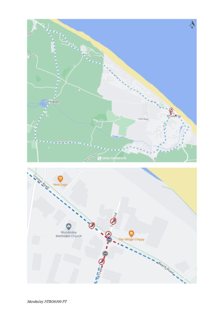 MUNDESLEY - Temporary Closure of B1145 High Street and C634 Cromer Road to facilitate carriageway resurfacing (my ref NTRO6300)